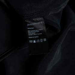 Pre Owned Zimmermann Black Silk Stain Ruffle Tiered Belted Dress L