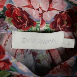 Pre Owned Zimmermann Blue Floral Printed Button Front Blouse M