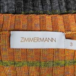 Pre Owned Zimmermann Multicolored Brightside Striped Rib Knit Midi Dress M