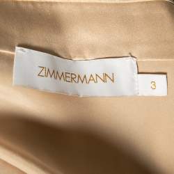 Pre Owned Zimmermann Gold Silk Ruffled Asymmetrical Wrap Dress L