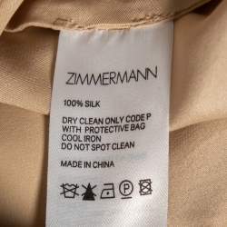 Pre Owned Zimmermann Gold Silk Ruffled Asymmetrical Wrap Dress L