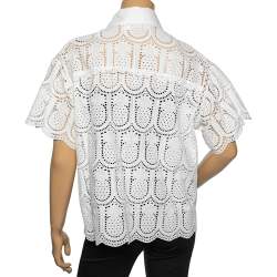 Pre Owned Zimmermann White Cotton Pineapple Perforated Top M