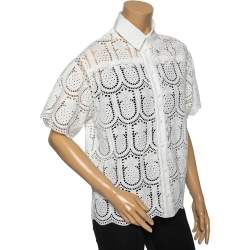 Pre Owned Zimmermann White Cotton Pineapple Perforated Top M