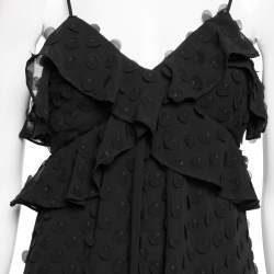 مملوكة مسبقًا Zimmermann Black Polka Dot Appliqued Chiffon Sleeveless Dress S