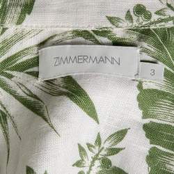Pre Owned Zimmermann White/Green Empire Leaf Print Cotton Playsuit XL