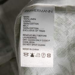 Pre Owned Zimmermann White/Green Empire Leaf Print Cotton Playsuit XL