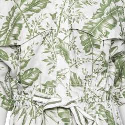 Pre Owned Zimmermann White/Green Empire Leaf Print Cotton Playsuit XL