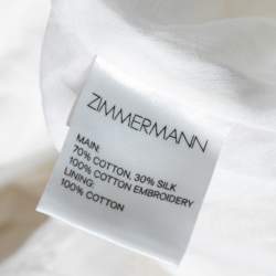 Pre Owned Zimmermann White Embroidered Eyelet Cotton Asymmetrical Gemma Skirt M 