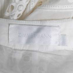 Pre Owned Zimmermann White Embroidered Eyelet Cotton Asymmetrical Gemma Skirt M 