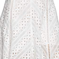 Pre Owned Zimmermann White Embroidered Eyelet Cotton Asymmetrical Gemma Skirt M 
