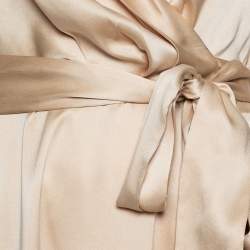 Pre Owned فستان زيمرمان حرير بيج حافة مكشكشة برباط متوسط الطول مقاس صغير جداً ( إكس سمول )