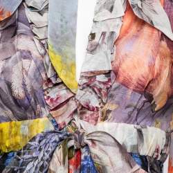 Pre Owned Zimmermann Multicolor Botanica Floral Print Linen Top and Skirt Suit XS