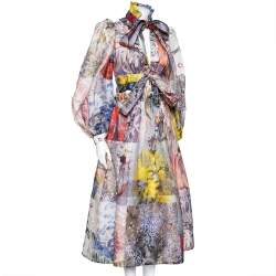 Pre Owned Zimmermann Multicolor Botanica Floral Print Linen Top and Skirt Suit XS