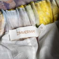 Pre Owned Zimmermann Multicolor Botanica Floral Print Linen Top and Skirt Suit XS