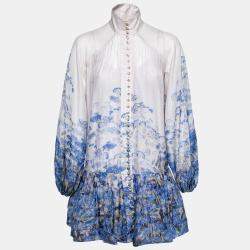 Pre Owned Zimmermann Blue Floral Printed Cotton Luminous Dress S