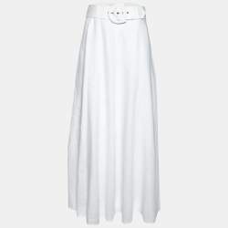 Pre Owned Zimmermann White Linen Belted Maxi Skirt M