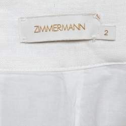 Pre Owned Zimmermann White Linen Belted Maxi Skirt M