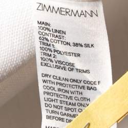 Pre Owned Zimmermann White Linen Lace Trimmed Balloon Sleeve Crop Top L