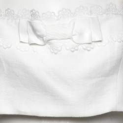 Pre Owned Zimmermann White Linen Lace Trimmed Balloon Sleeve Crop Top L