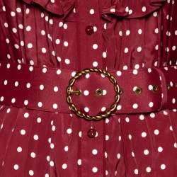 مملوكة مسبقًا فستان زيمه مان  كريب دو شين منقط أحمر بحزام مقاس وسط ( ميديوم )