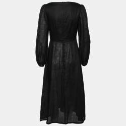 Pre Owned Zimmermann Black Linen Cut-Out Detail Wayfarer Midi Dress M