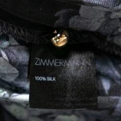 مملوكة مسبقًا Zimmermann Purple Floral Printed Silk Draped Asymmetric Midi Dress M