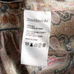 Pre Owned Zimmermann Multicolor Printed Silk Freja Scarf Tie Ruffled Tiered Skirt S