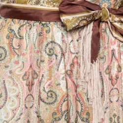 Pre Owned Zimmermann Multicolor Printed Silk Freja Scarf Tie Ruffled Tiered Skirt S