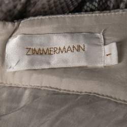 Pre Owned Zimmermann Grey Snake Print Chiffon Corsage Pleated Asymmetric Skirt M