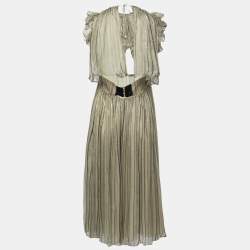 Pre Owned Zimmermann Green Lurex Striped Chiffon Cut-Out Back Jumpsuit S