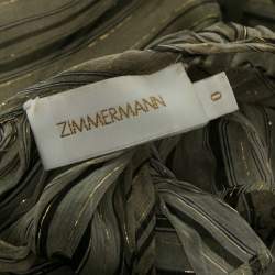 Pre Owned Zimmermann Green Lurex Striped Chiffon Cut-Out Back Jumpsuit S