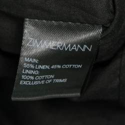 Pre Owned Zimmermann Black Linen & Cotton Floral Embroidered Jumpsuit M