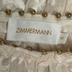 Pre Owned فستان زيمر مان قطن مطرز كريمي بأكمام طويلة مقاس صغير ( سمول )
