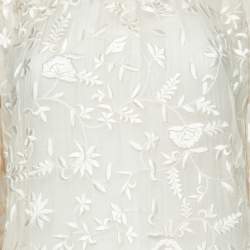 Pre Owned فستان زيمر مان قطن مطرز كريمي بأكمام طويلة مقاس صغير ( سمول )