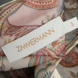 Pre Owned Zimmermann Multicolor Printed Silk Chiffon Belted Shirtdress L