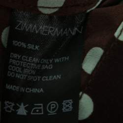 Pre Owned Zimmermann Brown Polka Dotted Crepe De Chine Wrap Top L