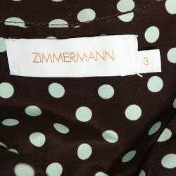 Pre Owned Zimmermann Brown Polka Dotted Crepe De Chine Wrap Top L