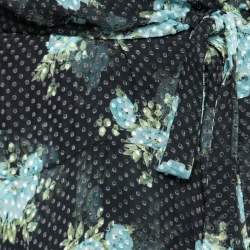 Pre Owned Zimmermann Navy Blue Ruffled Printed Swiss-Dot Silk Georgette Wrap Dress S