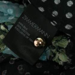 Pre Owned Zimmermann Navy Blue Ruffled Printed Swiss-Dot Silk Georgette Wrap Dress S