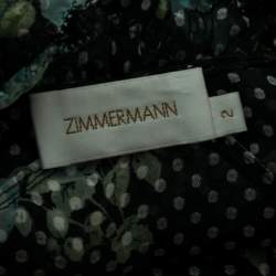 Pre Owned Zimmermann Navy Blue Ruffled Printed Swiss-Dot Silk Georgette Wrap Dress S