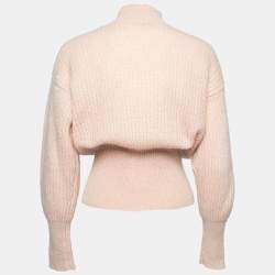 Pre Owned Zimmermann Blush Pink Mohair Knit Bow Detail Turtle Neck Sweater S