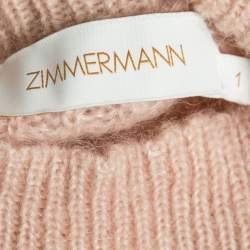 Pre Owned Zimmermann Blush Pink Mohair Knit Bow Detail Turtle Neck Sweater S