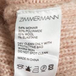 Pre Owned Zimmermann Blush Pink Mohair Knit Bow Detail Turtle Neck Sweater S