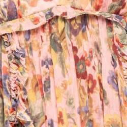 Pre Owned فستان  زيمرمان لوفيلورن بيبي دول شيفون بطبعة زهور وردي مقاس صغير - سمول