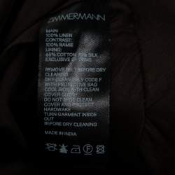 مملوكة مسبقًا Zimmermann White & Brown Linen Zippy Dandy Studded Belted Dress M