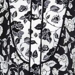 Pre Owned Zimmermann Black and White Rose Print Crepe Shirt and Trouser Suit S
