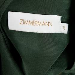 Pre Owned Zimmermann Green Silk Button Front Short Romper XS