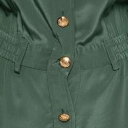 Pre Owned Zimmermann Green Silk Button Front Short Romper XS
