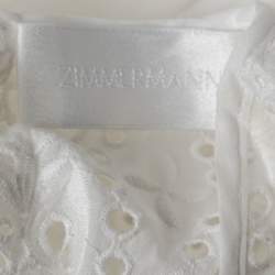 Pre Owned فستان زيمرمان إيليت قطن مطرز أبيض بحافة مموجه مقاس كبير