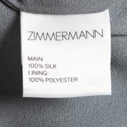 Pre Owned Zimmermann Grey Floral Printed Silk Pleated Hem Maxi Skirt S